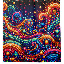 "Retro Wave Illumination" Duschvorhang