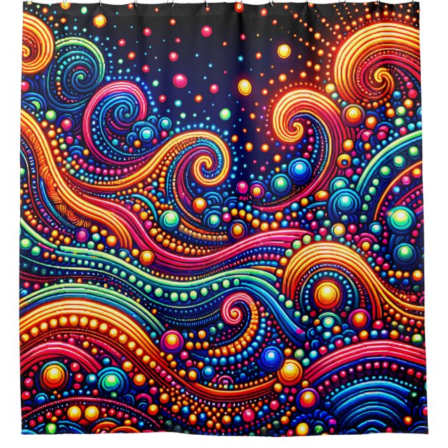 "Retro Wave Illumination" Duschvorhang (Vorderseite)