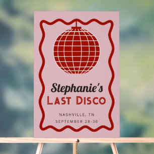 Retro Wave Pink und Red Last Disco Bacheloretto Acrylschild