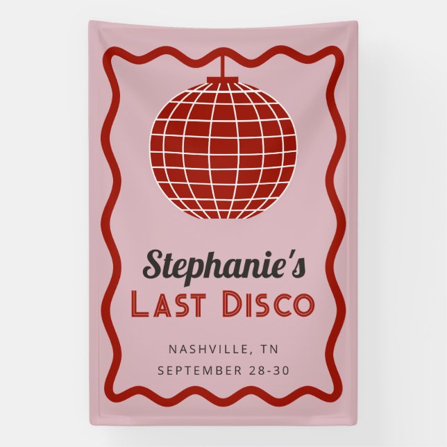 Retro Wave Pink und Red Last Disco Bacheloretto Banner (Vertikal)