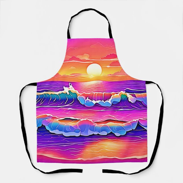 Retro Wave Sunset Serenity Schürze (Vorderseite)