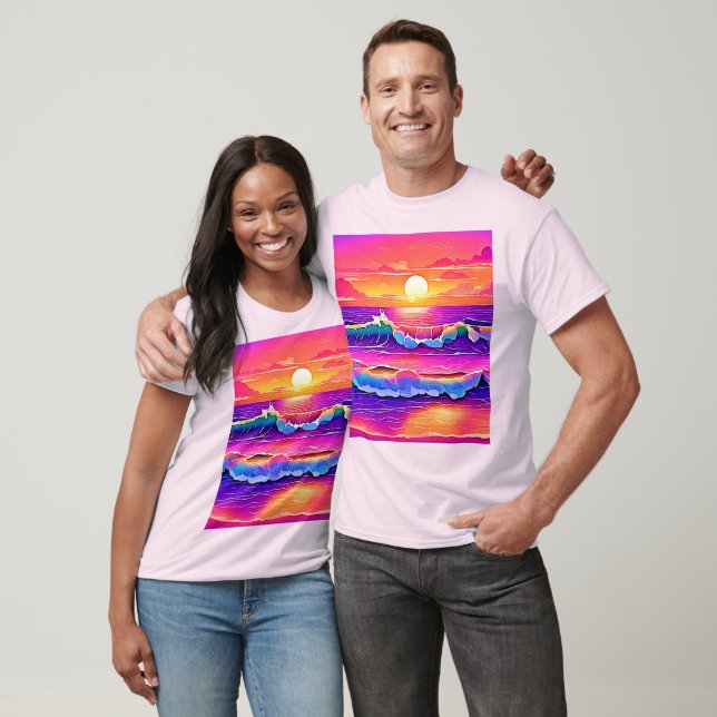 Retro Wave Sunset Serenity T-Shirt (Unisex)
