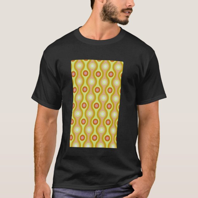 RETRO WAVE UND CIRCLE PATTERN YELLOW PEACH DER 196 T-Shirt (Vorderseite)