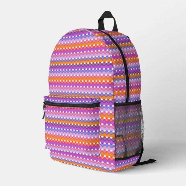 Retro Waves Bedruckter Rucksack (Rückseitige Ecke Rechts)