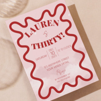 Retro Wavy 30. Party Einladungen