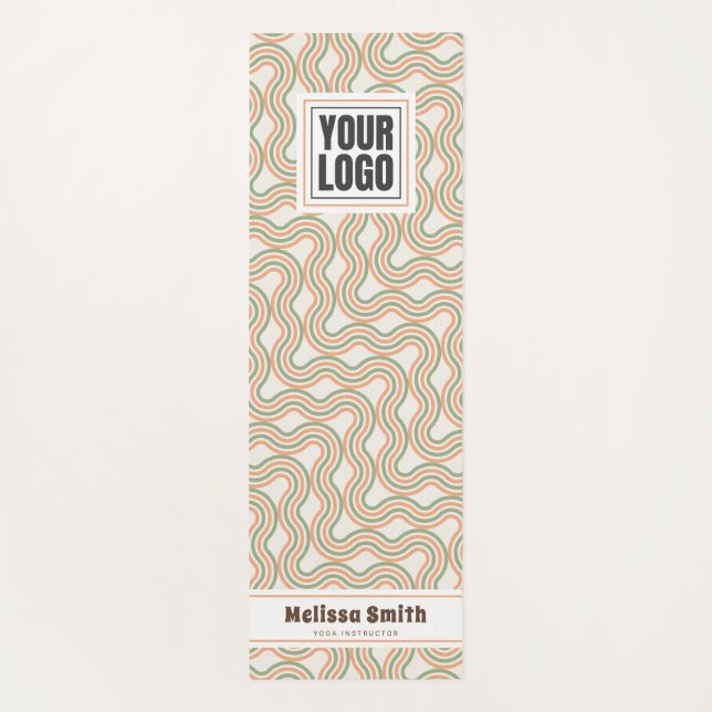 Retro Wavy Abstract Pattern Custom Yoga Mat Yogamatte (Rückseite)