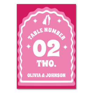 Retro Wavy Arch Pink & Magenta Paare Foto Tischnummer