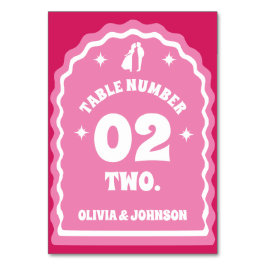 Retro Wavy Arch Pink & Magenta Paare Foto Tischnummer