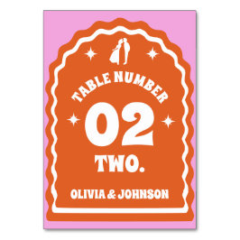 Retro Wavy Arch Pink & Orange Paare Foto Tischnummer