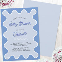 Retro Wavy Blue Curve Baby Dusche