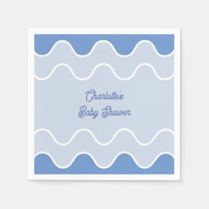 Retro Wavy Blue Curve Baby Dusche Serviette