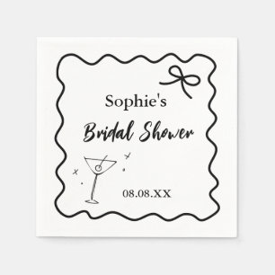 Retro Wavy Cocktail Napkins - Martini-Glas Serviette