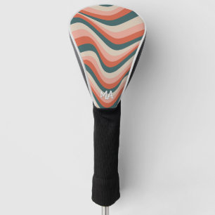 Retro Wavy Colorful Stripe Groovy Muster Monogramm Golf Headcover