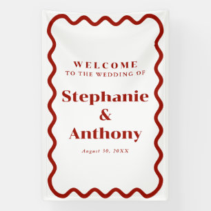 Retro, Wavy Edge Dark Red Wedding der 50er Jahre Banner