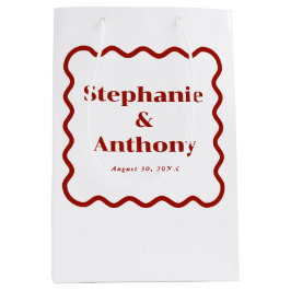 Retro, Wavy Edge Dark Red Wedding der 50er Jahre Mittlere Geschenktüte