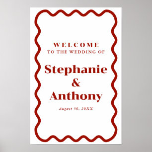 Retro, Wavy Edge Dark Red Wedding der 50er Jahre Poster