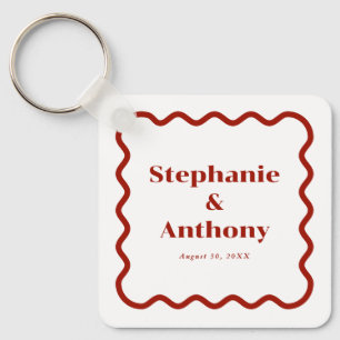 Retro, Wavy Edge Dark Red Wedding der 50er Jahre Schlüsselanhänger