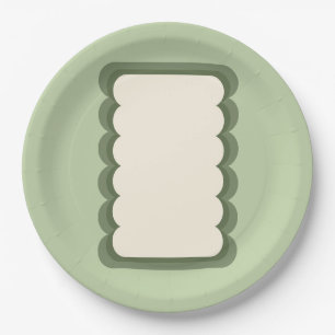 Retro Wavy Form Pastell grün Pappteller