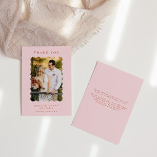 Retro Wavy Foto Blush Wedding Dankeskarte