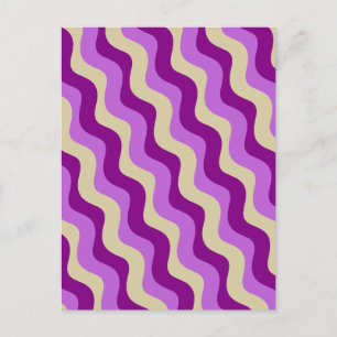 Retro Wavy Geometric Lila Cream Postkarte