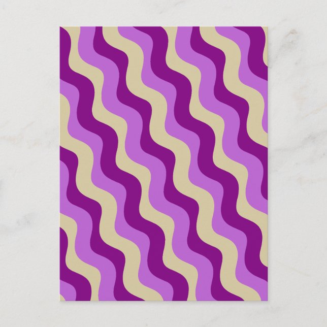 Retro Wavy Geometric Lila Cream Postkarte (Vorderseite)