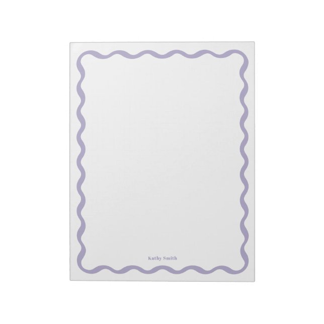 Retro Wavy Lavender Modernes Personalisiertes Gesc Notizblock (Rotiert)
