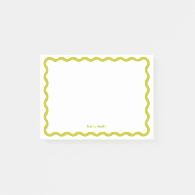 Retro Wavy Limon Modernes Personalisiertes Geschir Post-it Klebezettel (Vorderseite)