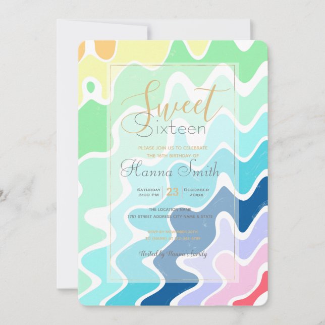 Retro Wavy Lines Pastell Rainbow Colors Muster (Vorderseite)
