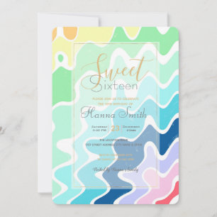 Retro Wavy Lines Pastell Rainbow Colors Muster