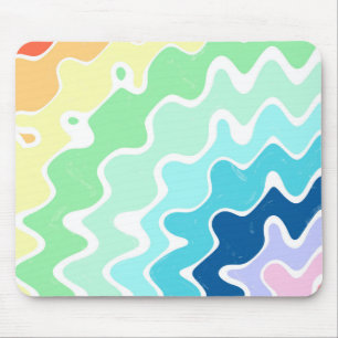 Retro Wavy Lines Pastell Rainbow Colors Muster Mousepad