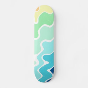 Retro Wavy Lines Pastell Rainbow Colors Muster Skateboard