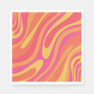 Retro Wavy Loops Trippy Abstraktes Muster Serviette