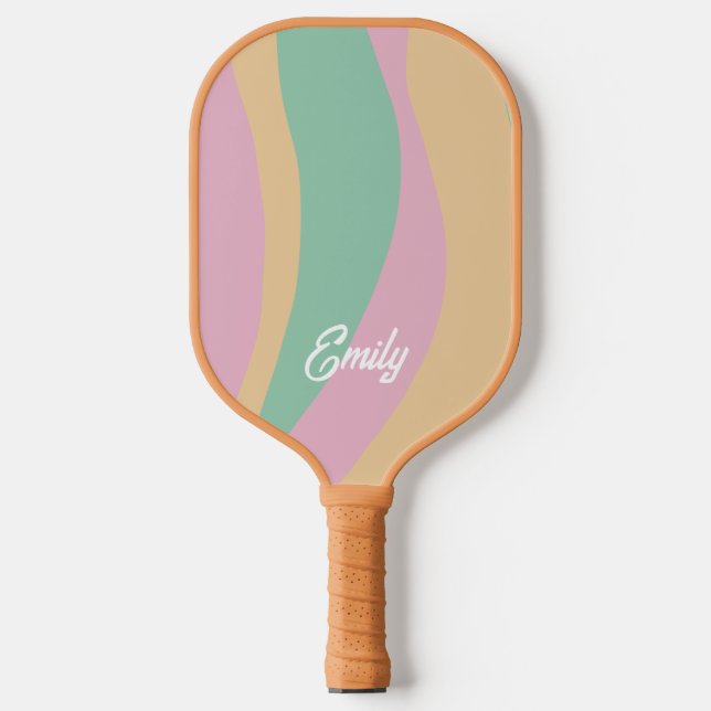 Retro Wavy Muster Pickleball Paddel Schläger (Vorderseite)