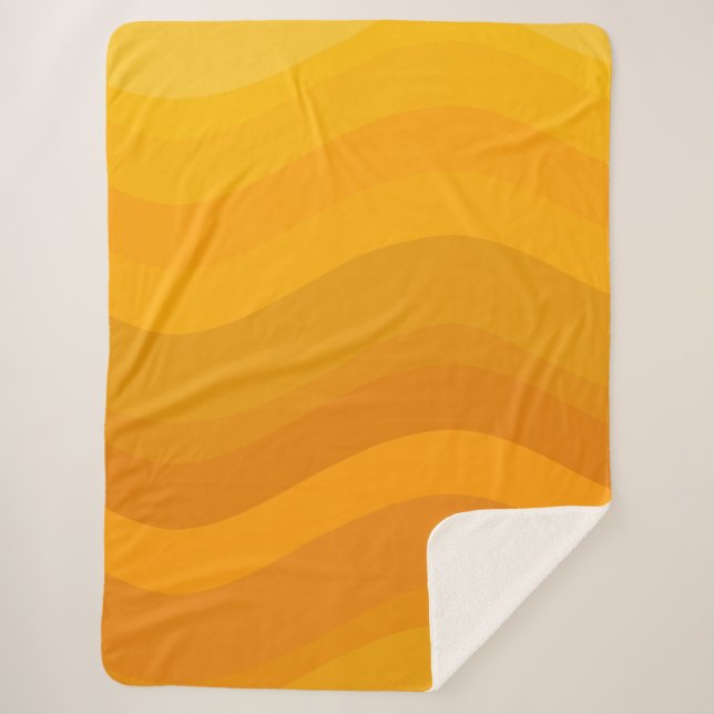 Retro Wavy Muster Warme erthy Tones Ästhetik Sherpadecke (Vorderseite)