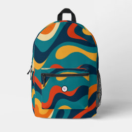 Retro Wavy Pattern Modern Abstract Bedruckter Rucksack