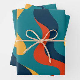 Retro Wavy Pattern Modern Abstract Geschenkpapier Set