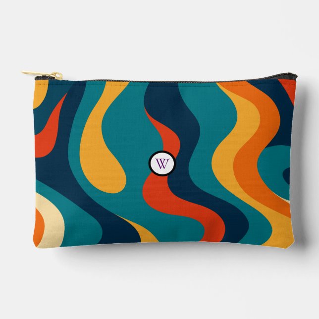 Retro Wavy Pattern Modern Abstract Make Up Bag Zubehörtasche (Vorderseite)