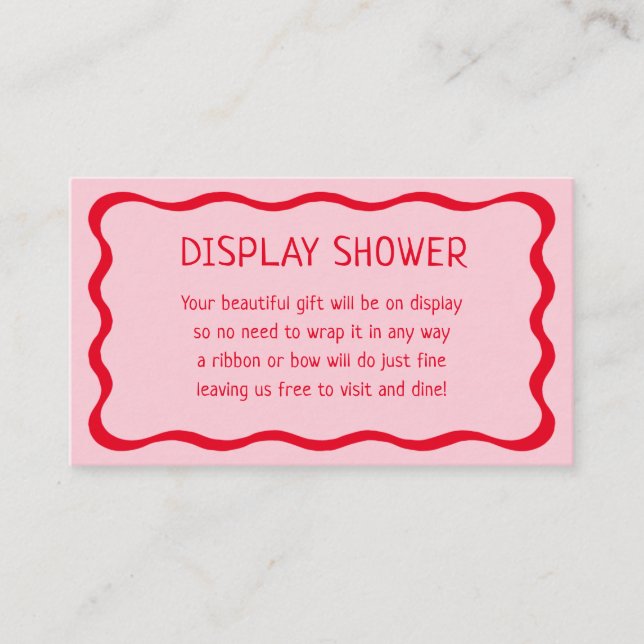Retro Wavy Pink and Red Display Showeinlage Begleitkarte (Vorderseite)