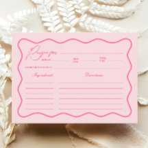 Retro Wavy Pink Brautparty Rezept Card