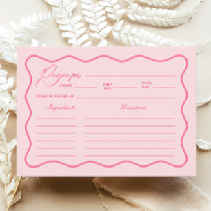 Retro Wavy Pink Brautparty Rezept Card Einladung