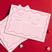 Retro Wavy Pink Brautparty Rezept Card
