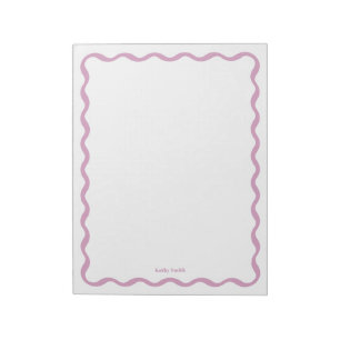 Retro Wavy Pink Einfache Personalisierte Stationie Notizblock