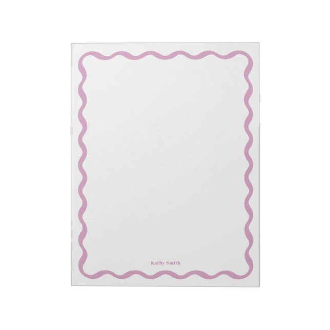 Retro Wavy Pink Einfache Personalisierte Stationie Notizblock (Rotiert)