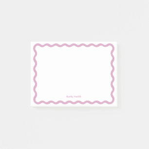 Retro Wavy Pink Einfache Personalisierte Stationie Post-it Klebezettel