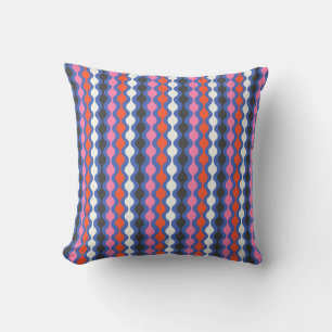Retro Wavy Stripe Geometric Muster Red Pink Blau Kissen