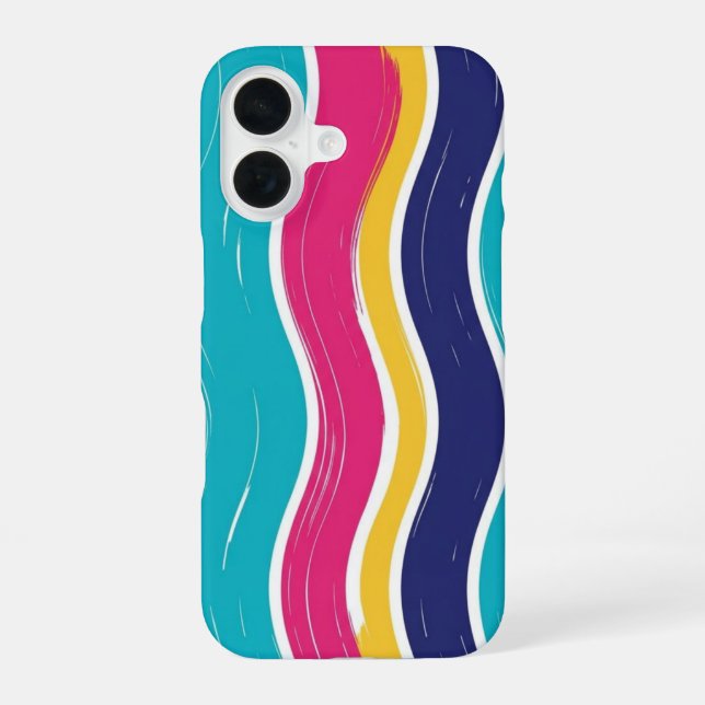 Retro Wavy Stripe Seamless Pattern iPhone 16 Hülle (Rückseite)