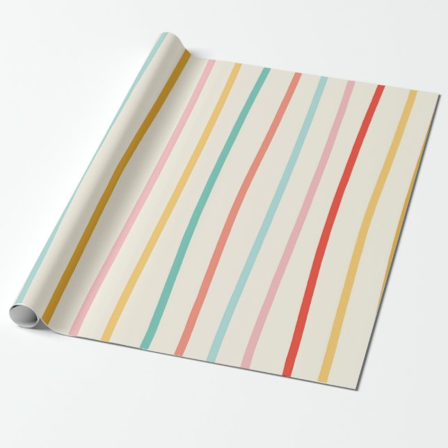 Retro Wavy Stripes Nahtloses Muster Geschenkpapier (Ungerollt)