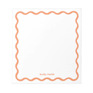 Retro Wavy Stylish Apricot Personalisiert Statione Notizblock