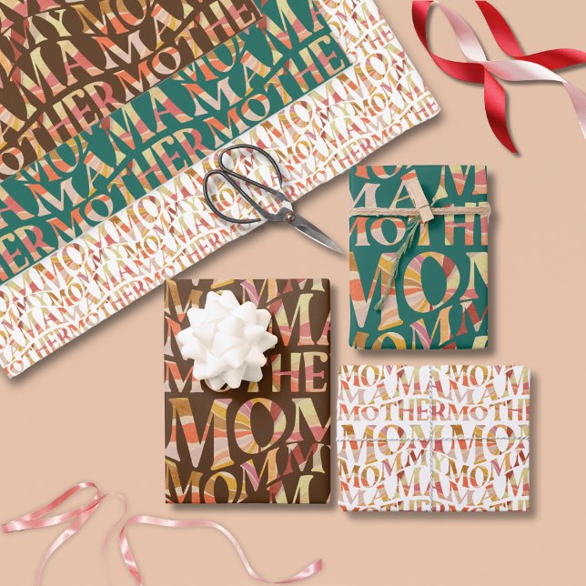 Retro Wavy Summer Sunset Vibes Mother Day Geschenkpapier Set (Von Creator hochgeladen)