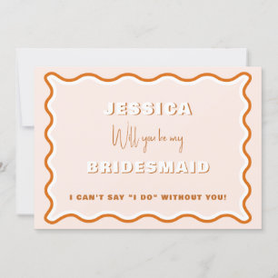 Retro Wavy Terracotta Foto Bridesmaid Vorschlag Einladung